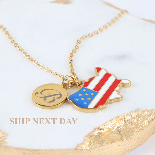American Flag Necklace | July 4th Gift | Independence Day Necklace